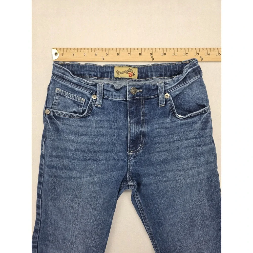 Wrangler 20X Boys Jeans Size 16 Regular Adjustable Waist Blue Straight 112338560